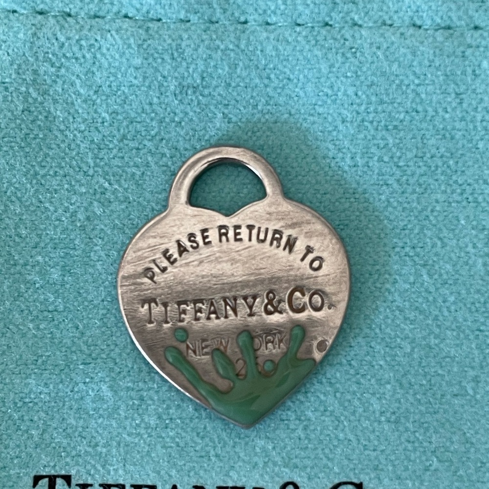 Return to Tiffany Blue Enamel Color Splash Heart Tag Charm or Pendant
